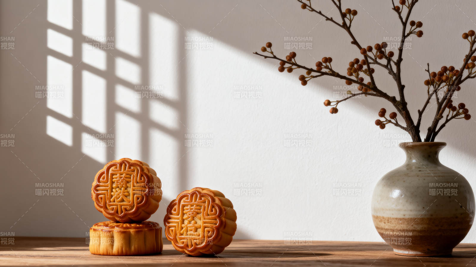 月饼静物光影图片