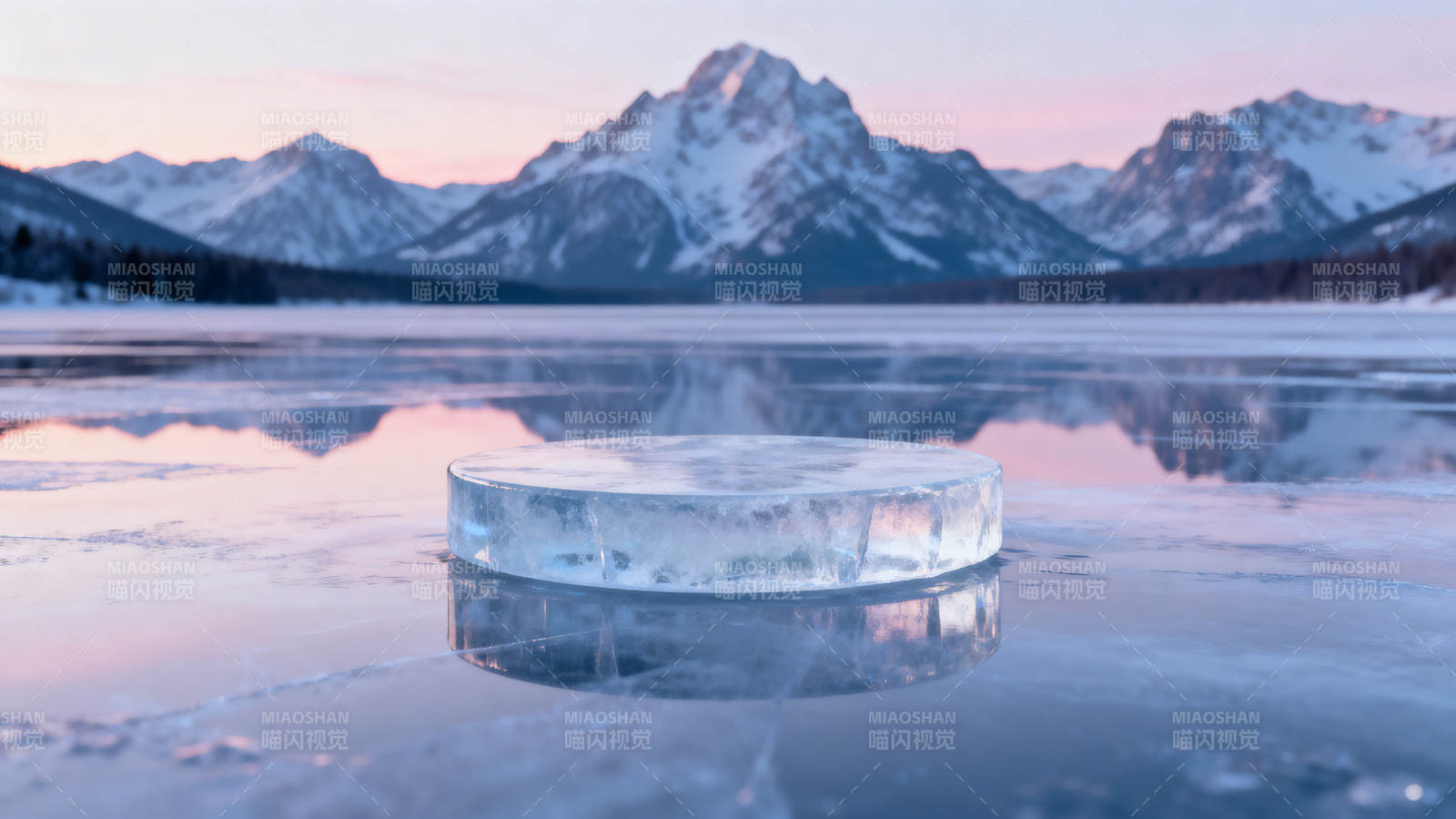 冰湖映山 静谧如画图片