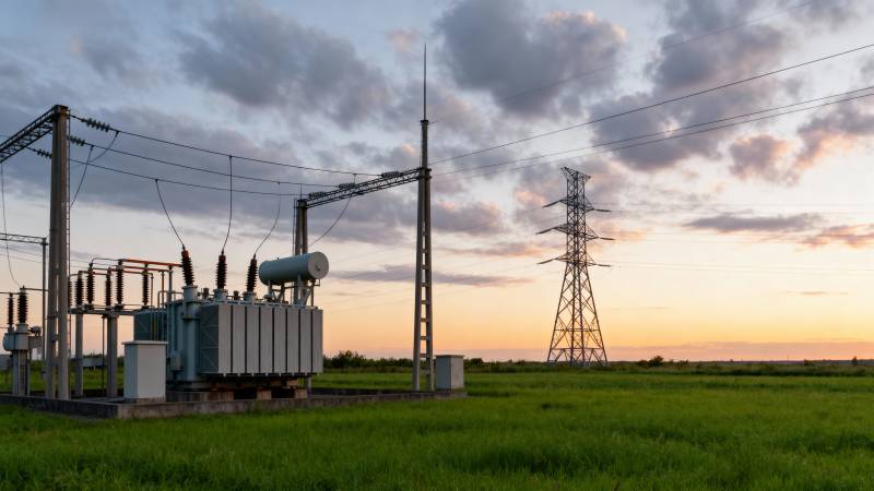 电力设施日落图图片