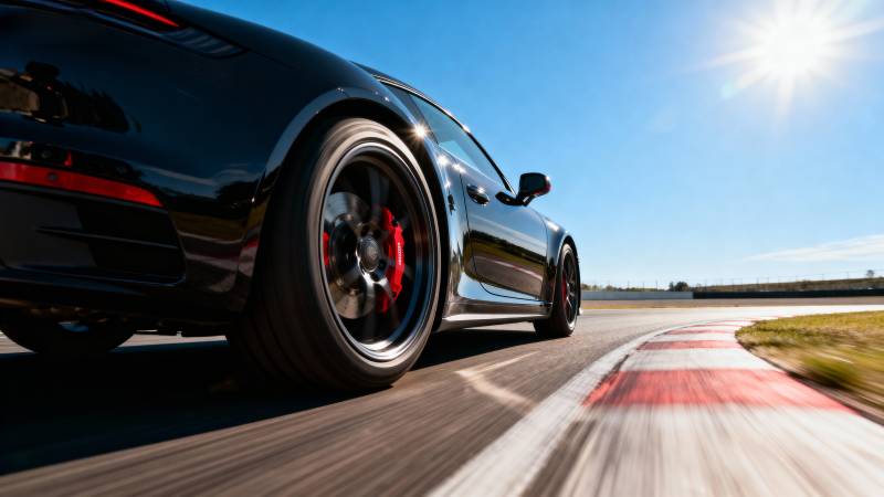 疾驰的黑色跑车图片