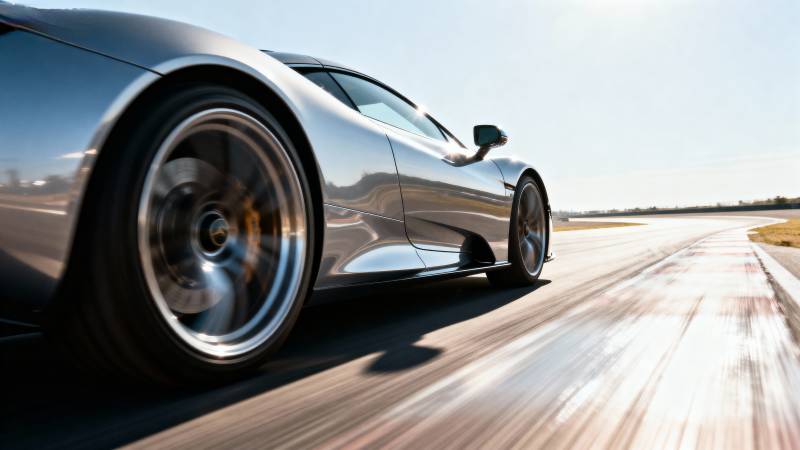 疾驰的银色跑车图片