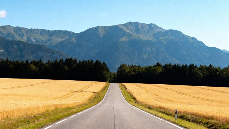 山间公路秋景图片