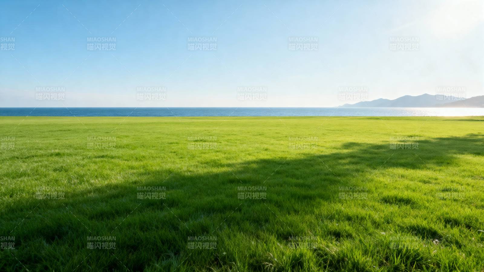 绿野蓝天海景图片