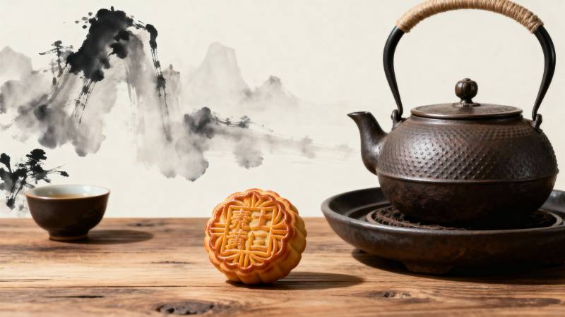 中秋茶香月色图片