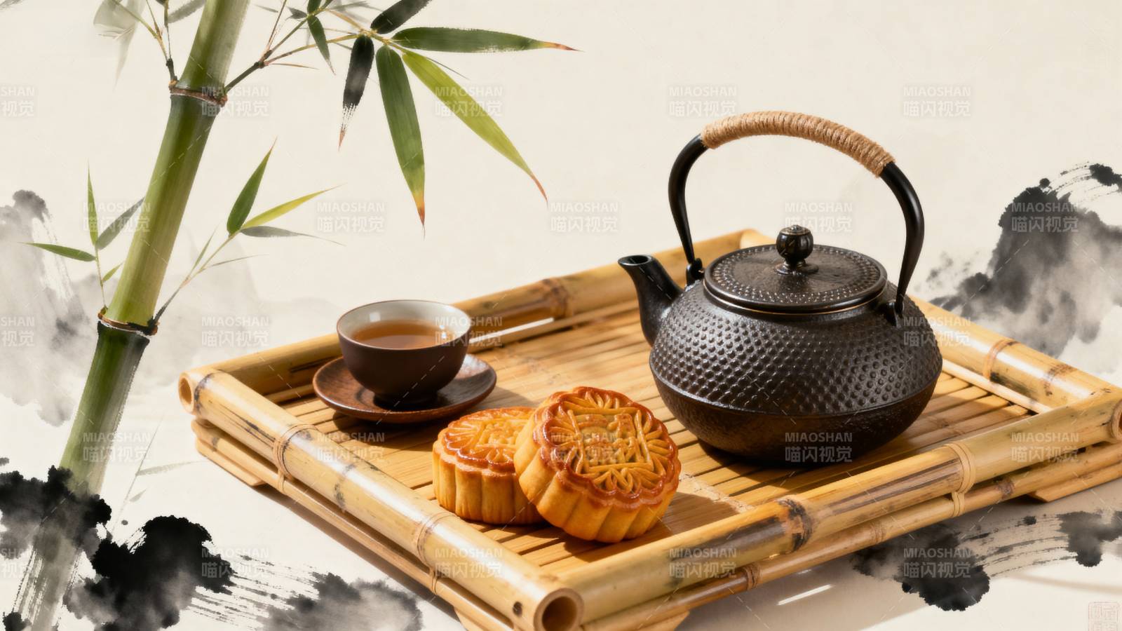 茶香月饼竹韵图片
