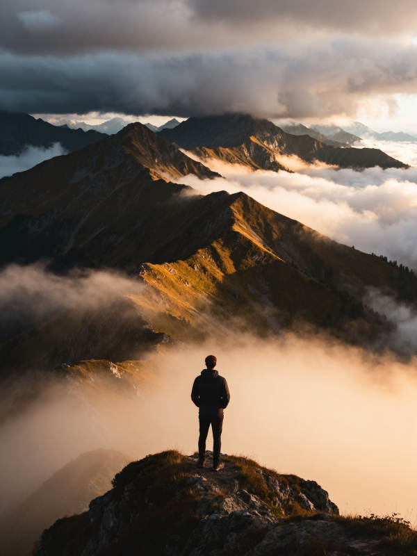 云海之巅 一人独望图片