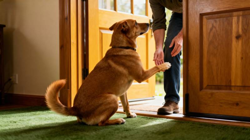 狗狗开门迎客图片