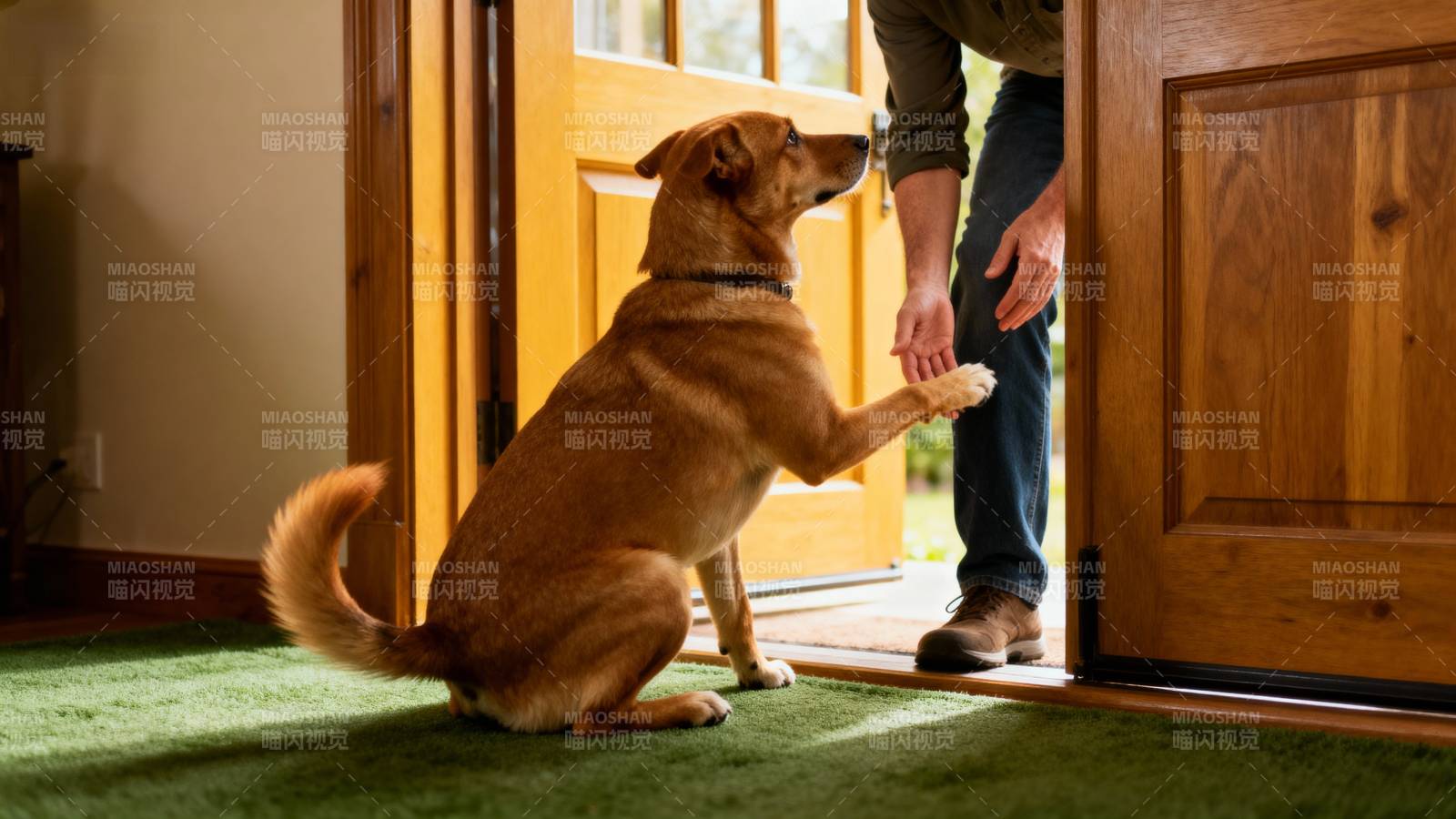狗狗开门迎客图片