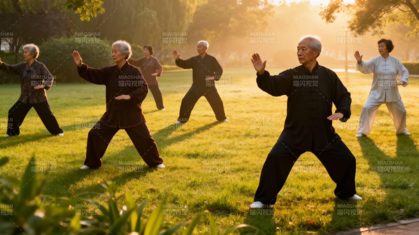 晨练太极老人图片