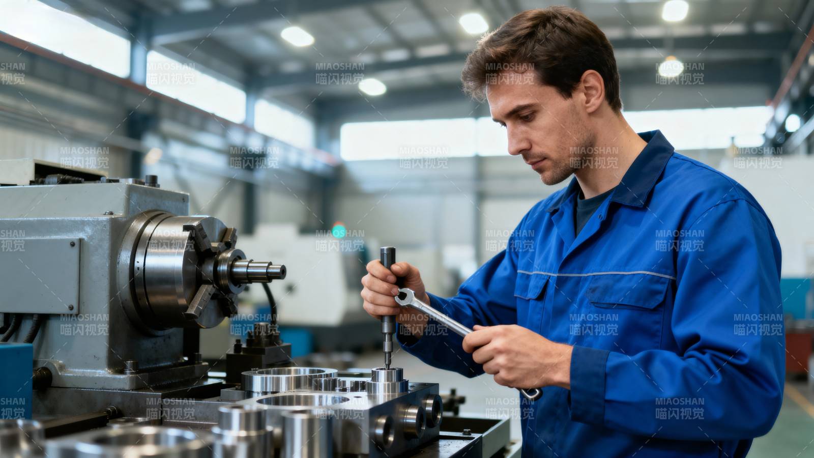 工人操作机床图片