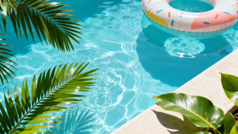 泳池夏日风情图片