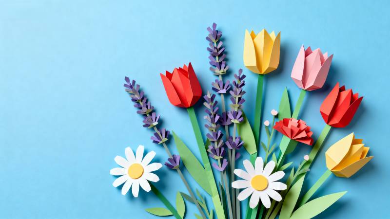 纸艺花束绽放图片