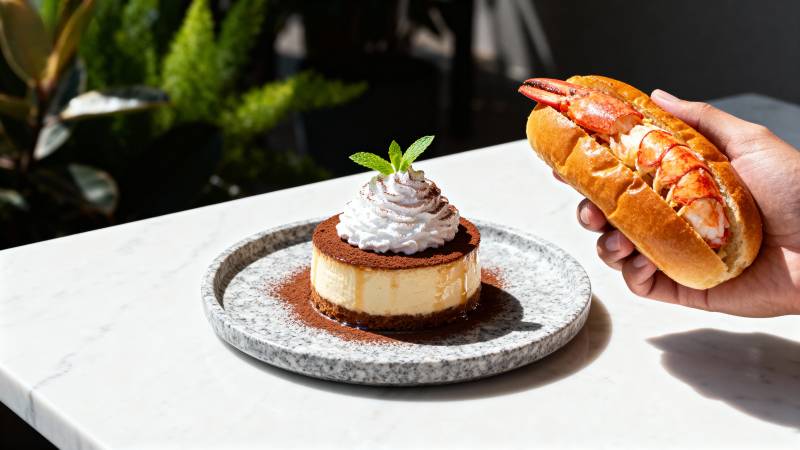 甜品与龙虾三明治图片