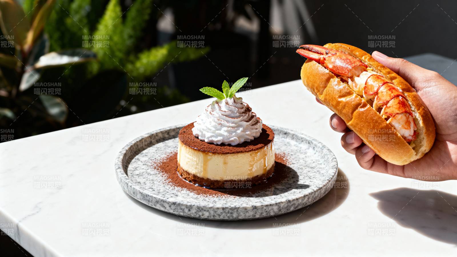 甜品与龙虾三明治图片