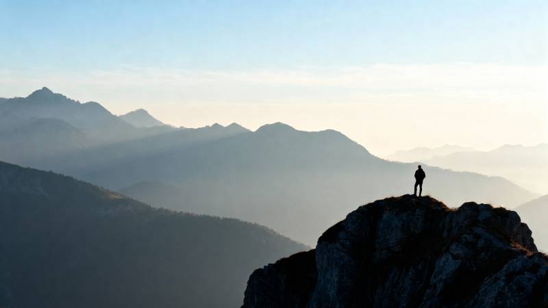 登顶远眺山河图片