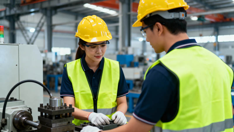 工厂工人协作作业图片