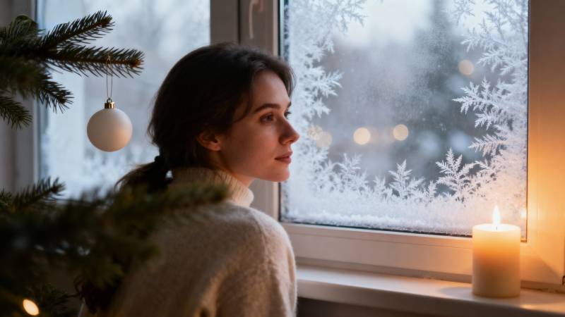 窗边的冬日静思图片