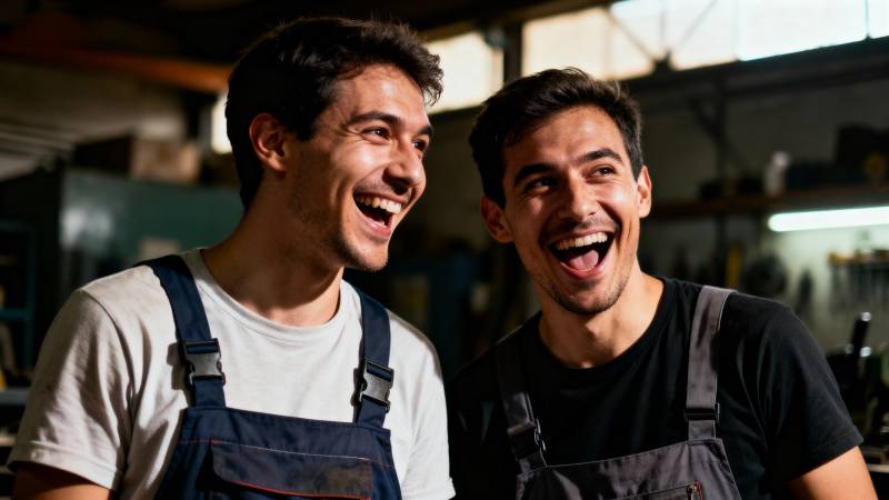 工友欢笑瞬间图片