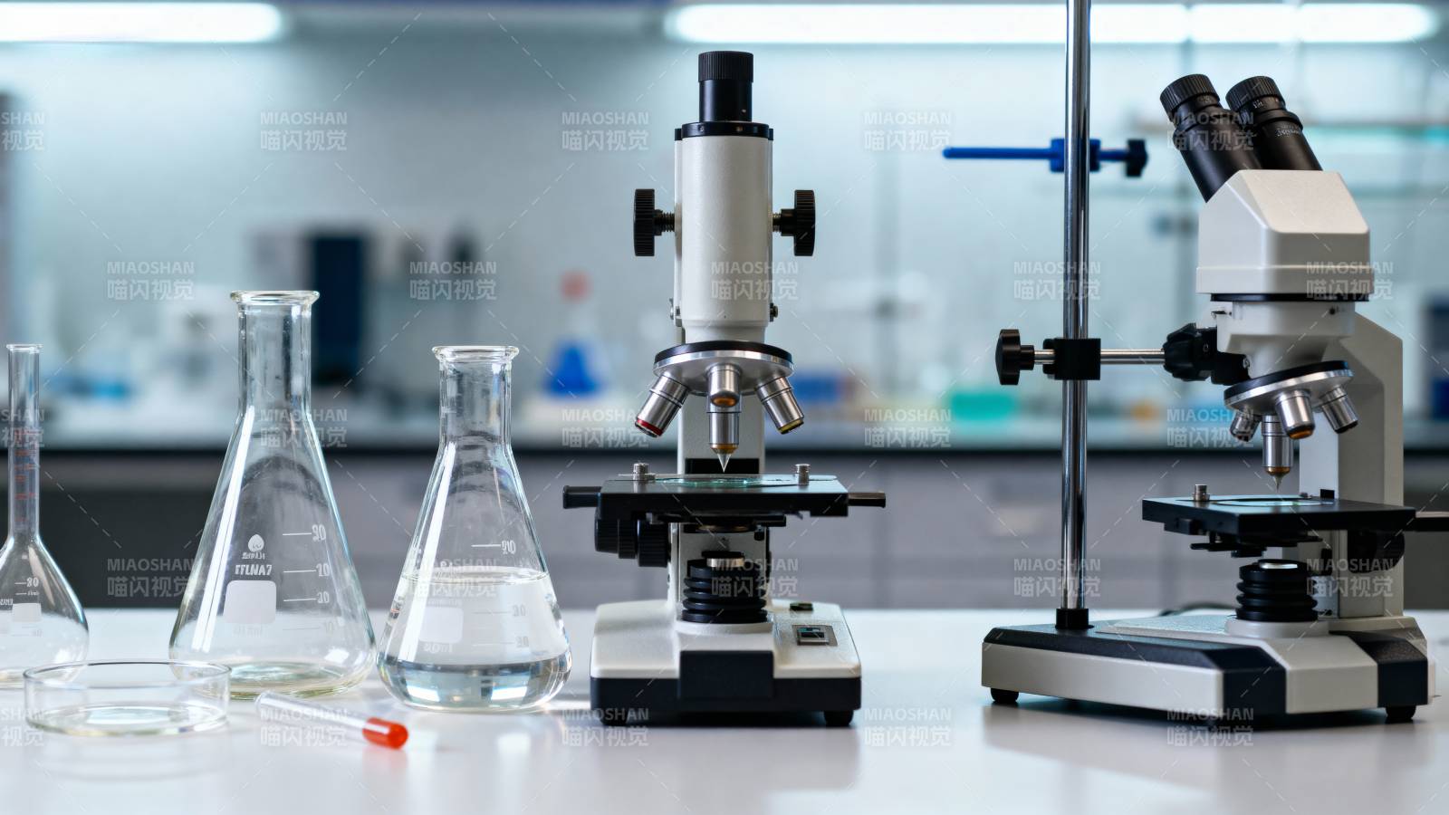 实验室显微镜特写图片