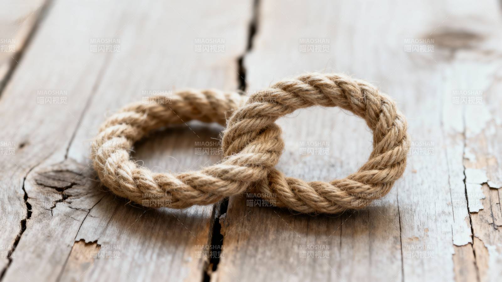 麻绳环扣木桌图片
