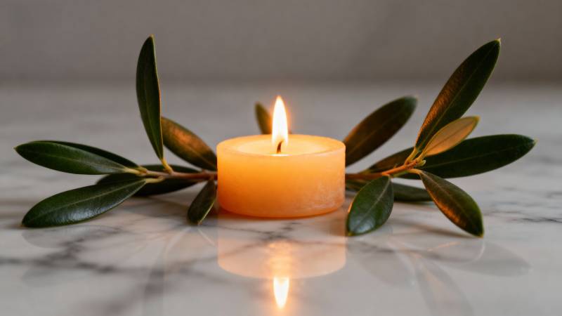 烛光绿叶静谧美图片