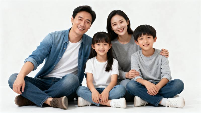 幸福四口之家图片