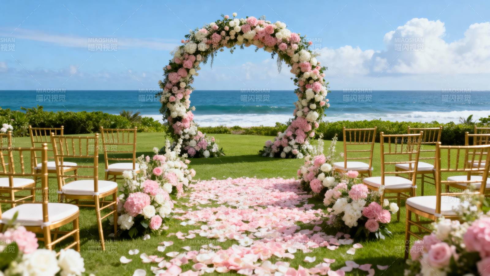 海边花拱婚礼现场图片