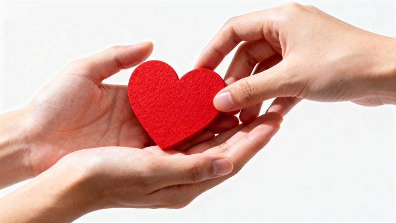 双手捧红心图片