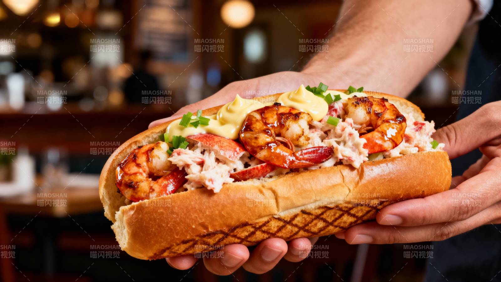 美味虾仁三明治图片