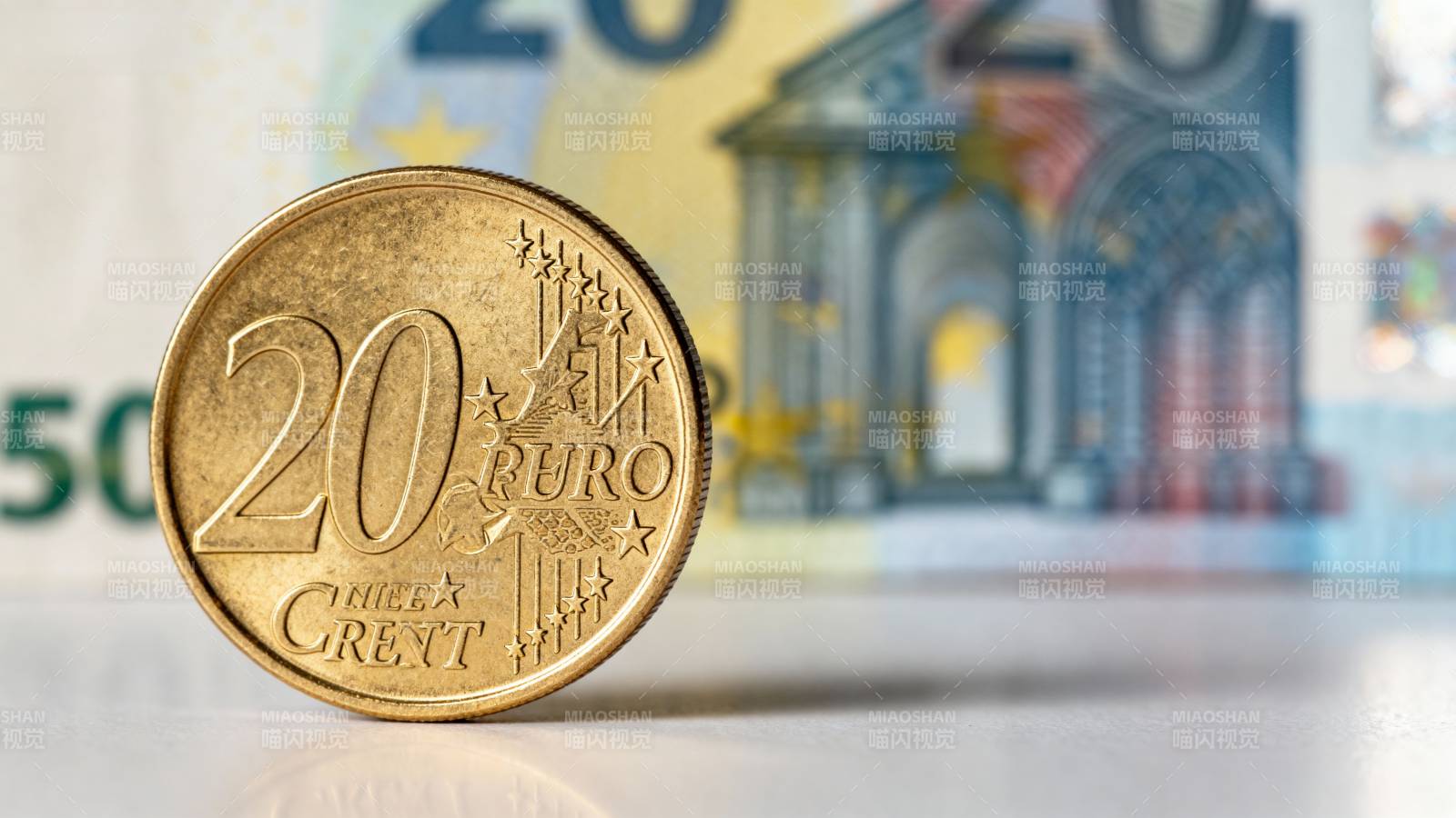 二十欧分硬币特写图片