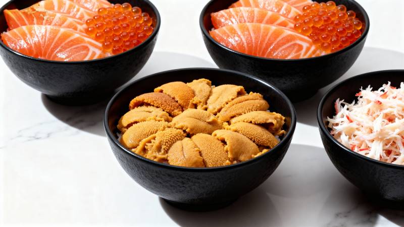 四碗精致日式料理图片