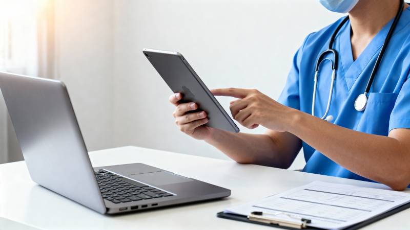 医生使用平板电脑图片