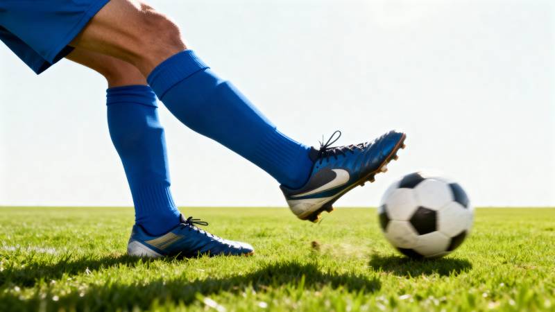 足球运动员踢球瞬间图片