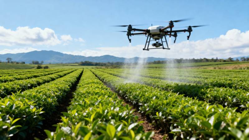 无人机喷洒茶园图片