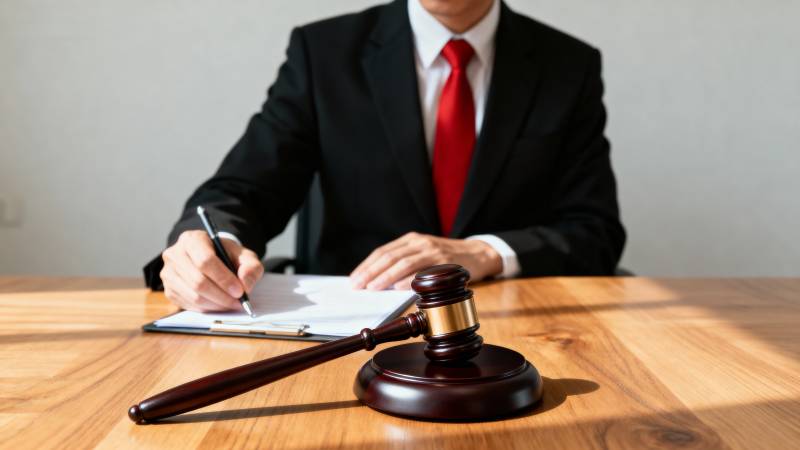 律师办公桌前签署文件图片