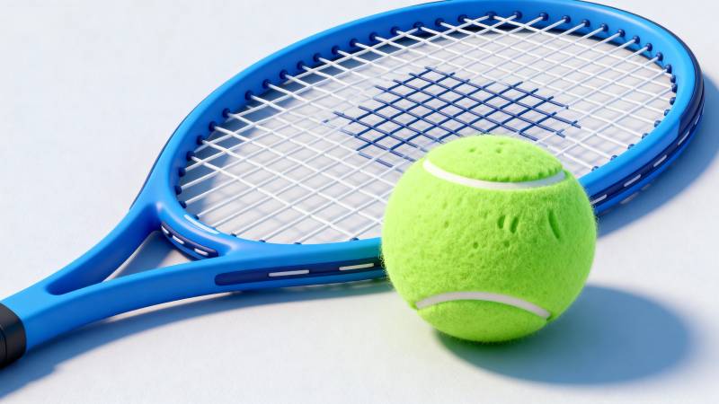 网球与球拍静置图图片