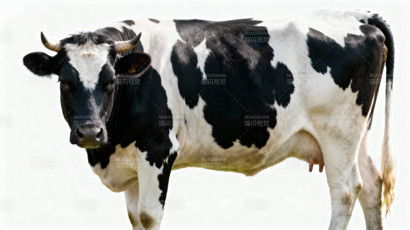 黑白奶牛站立图片