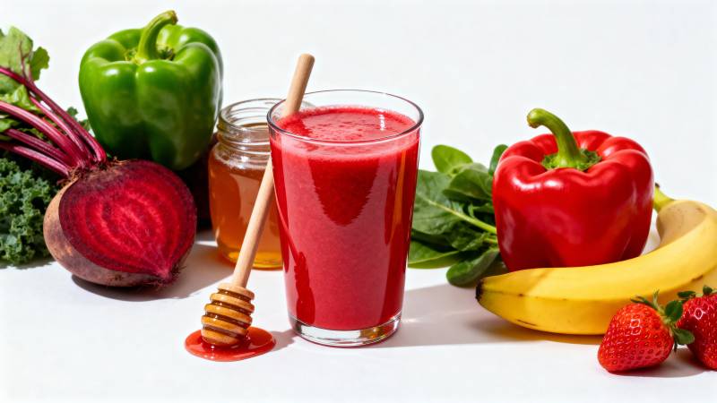 鲜红果蔬汁图片