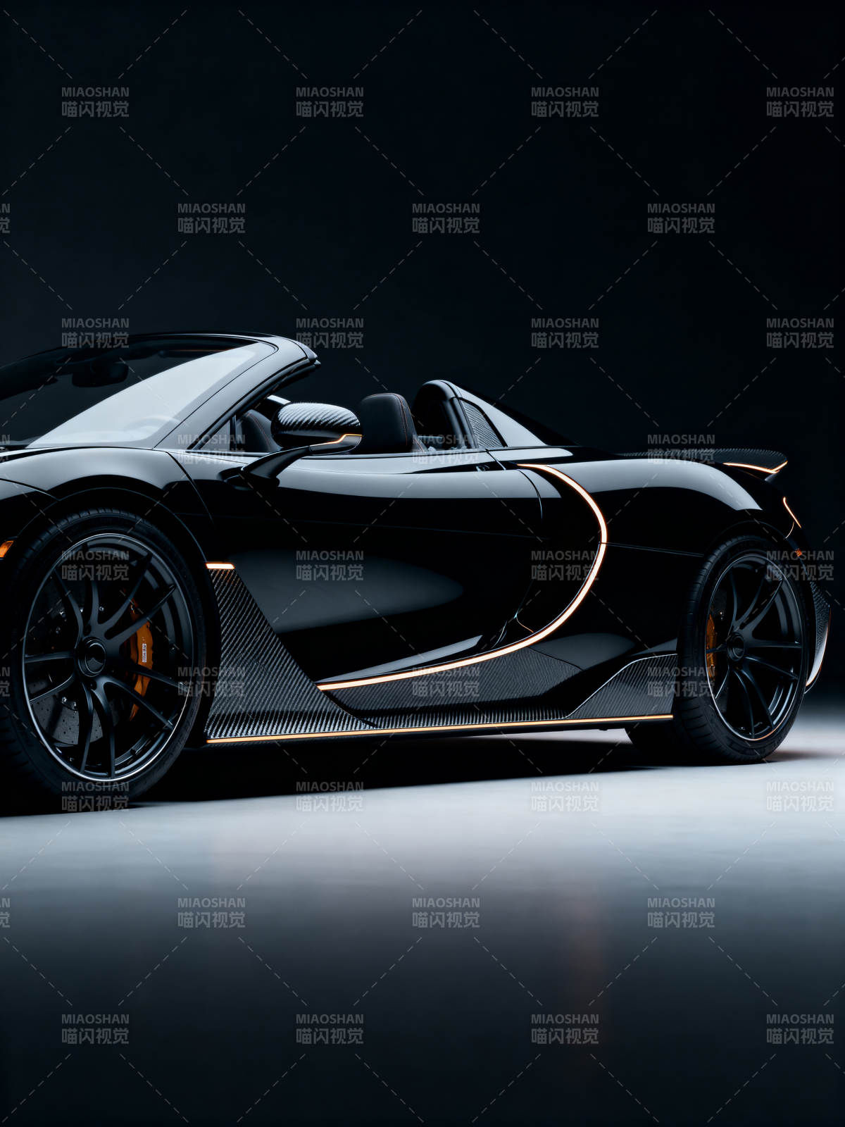 黑色跑车侧影图片