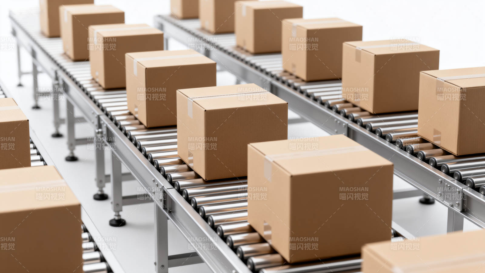 物流传送带上的包裹图片