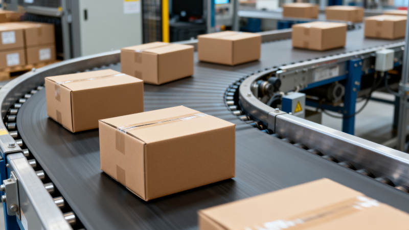 包裹在传送带上图片