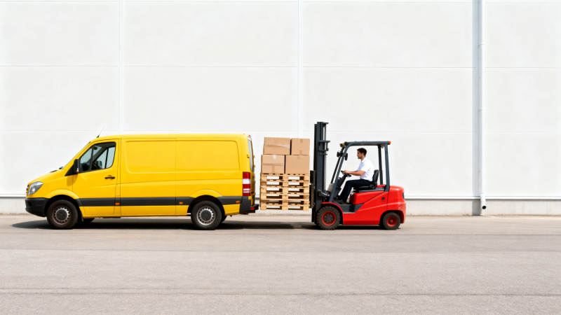 叉车装卸货物图片