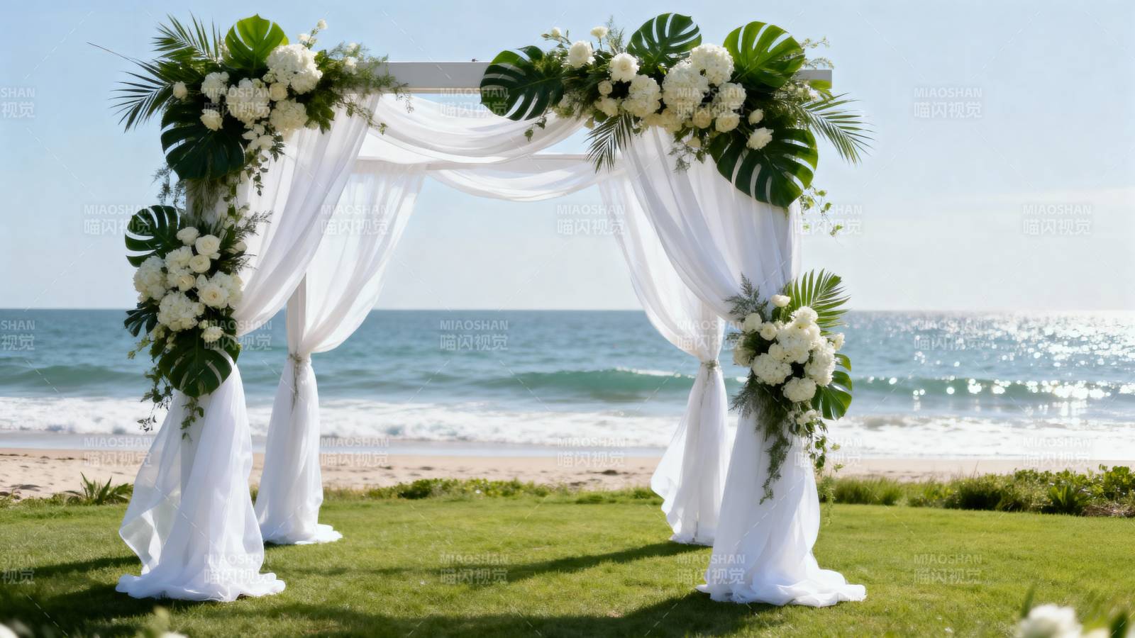 海边花拱婚礼现场图片