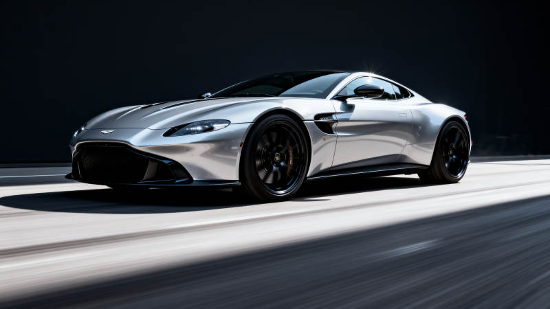 银色跑车疾驰而过图片