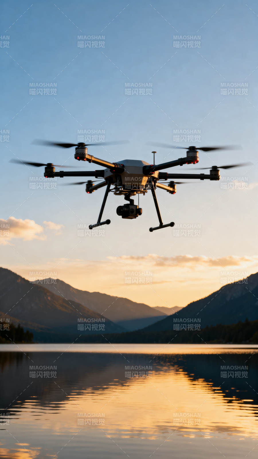 无人机掠湖面图片