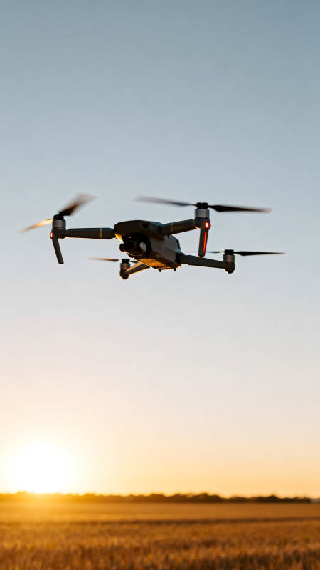 无人机翱翔日落时图片