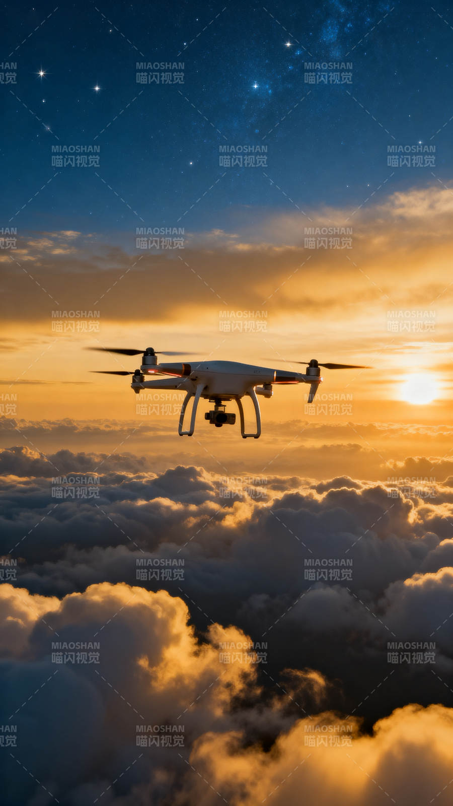 云海之上 星夜飞行图片