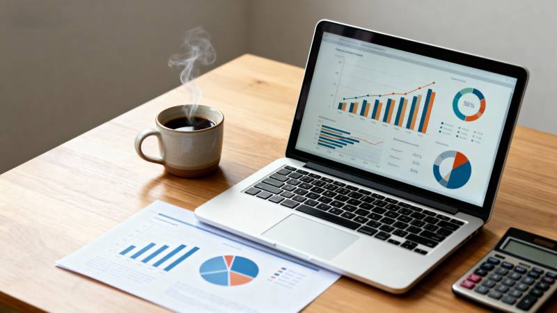 办公桌上的数据分析图片