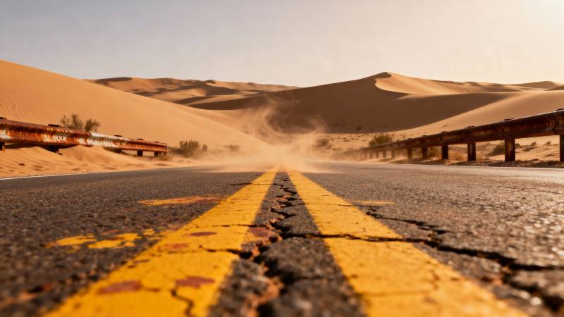 沙漠公路风沙起图片