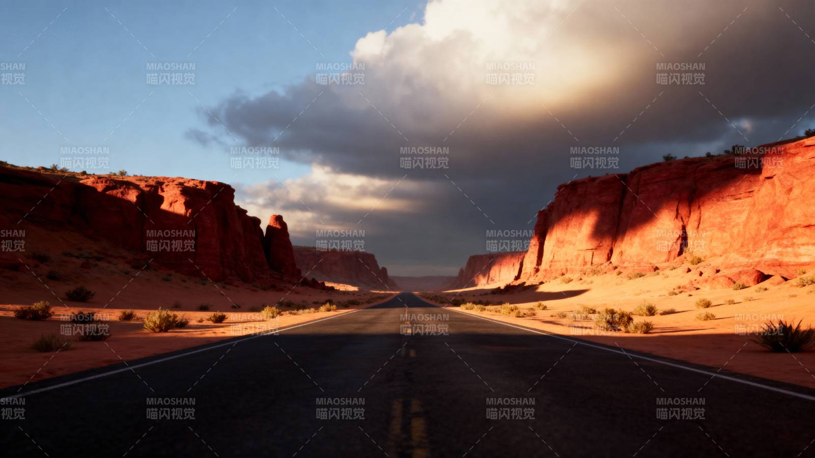 荒漠公路尽头图片